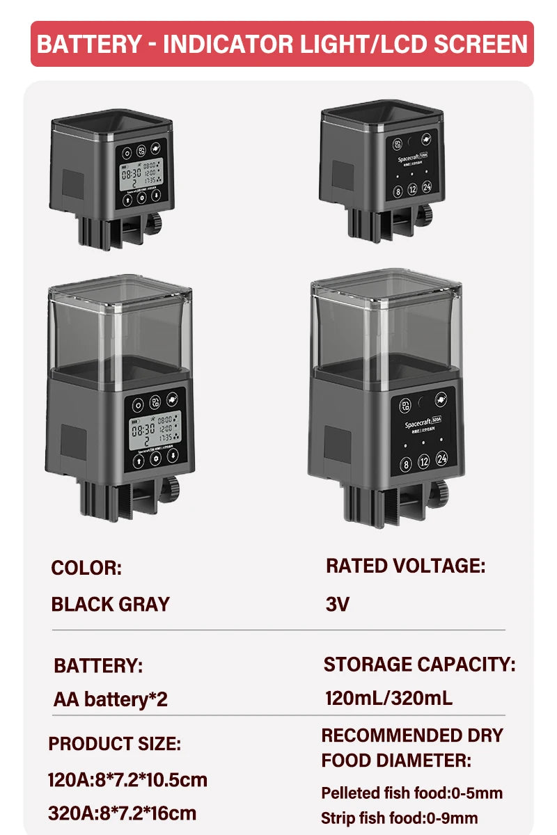 Fish Feeder Automatic LED LCD Screen Automatic Feeder 320ml Large Capacity Smart Timing Feeder Fish Turtle Food Fish Feeding