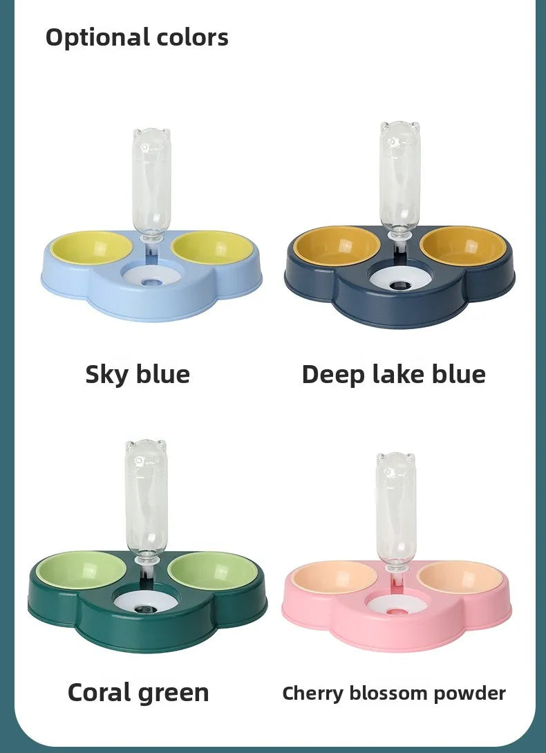 Pet feeding bowl cloud-shaped three bowls of food, snacks, water integrated feeder