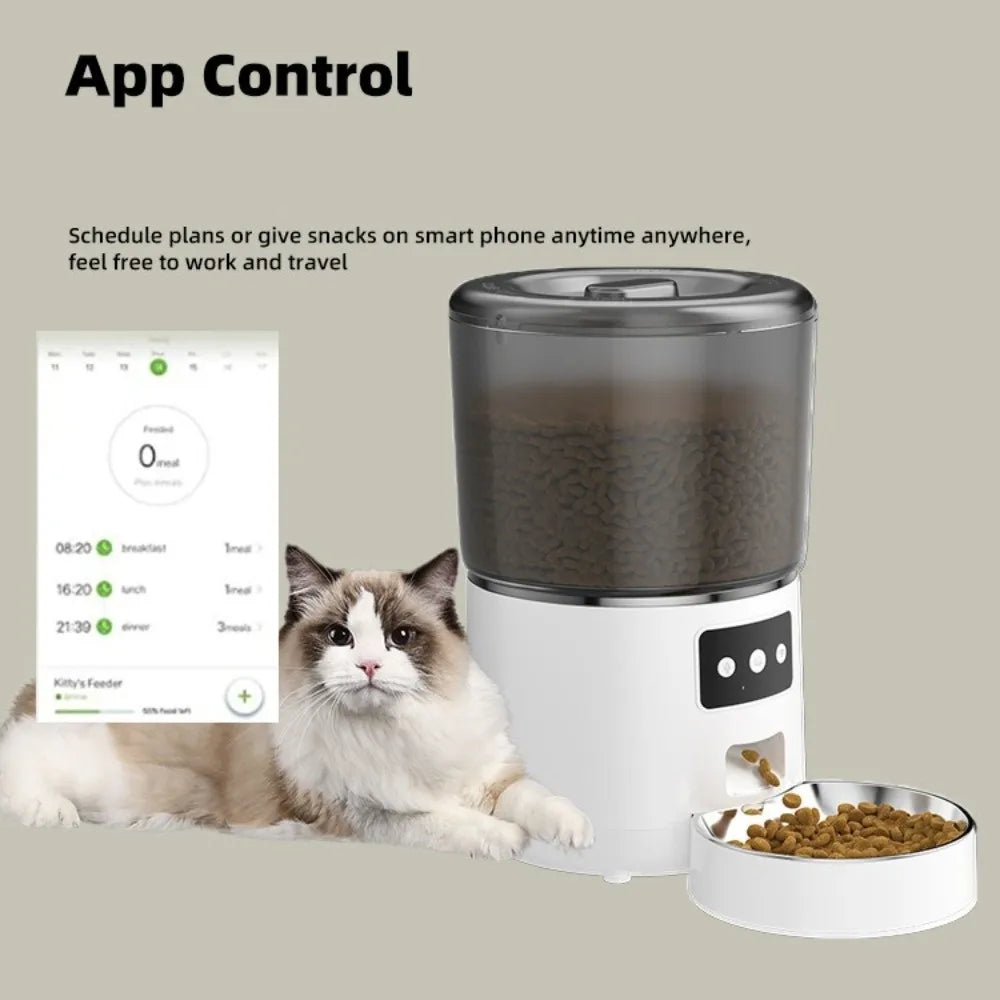 4L Smart Pet Feeder Timed Feeding Remote Control APP Control Feeder Stainless Steel Bowl 9-Meal Dog Food Dispenser Home Use