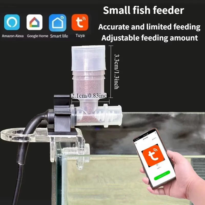 Automatic Fish Feeder - WiFi Smart Feeder for Aquarium, Timed Remote Control Fish Tank Food Dispenser Fish Shrimp Feeding