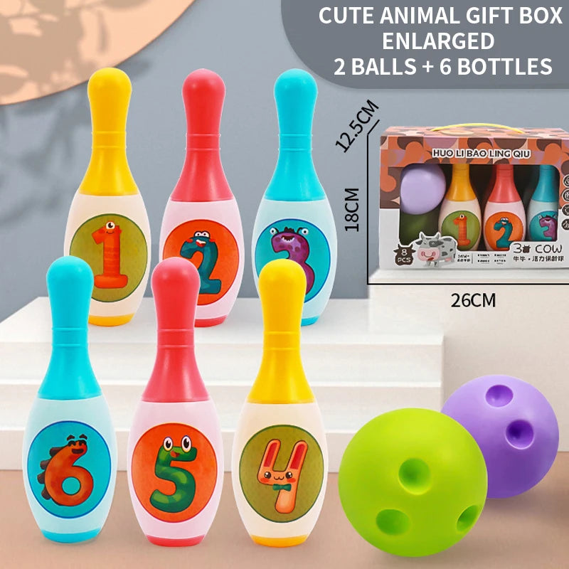 Bowling Set Education Toys For Kids Toddlers Animal Number Learning  Indoor Outdoor Sports Games Toys for Kids Baby Gift
