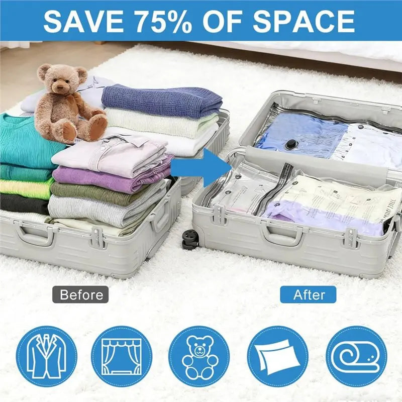 A52Q-Space Saver Vacuum Storage Bag With Pump- Vacuum Seal Bag For Clothing& Travel, Ideal For Luggage, Blankets