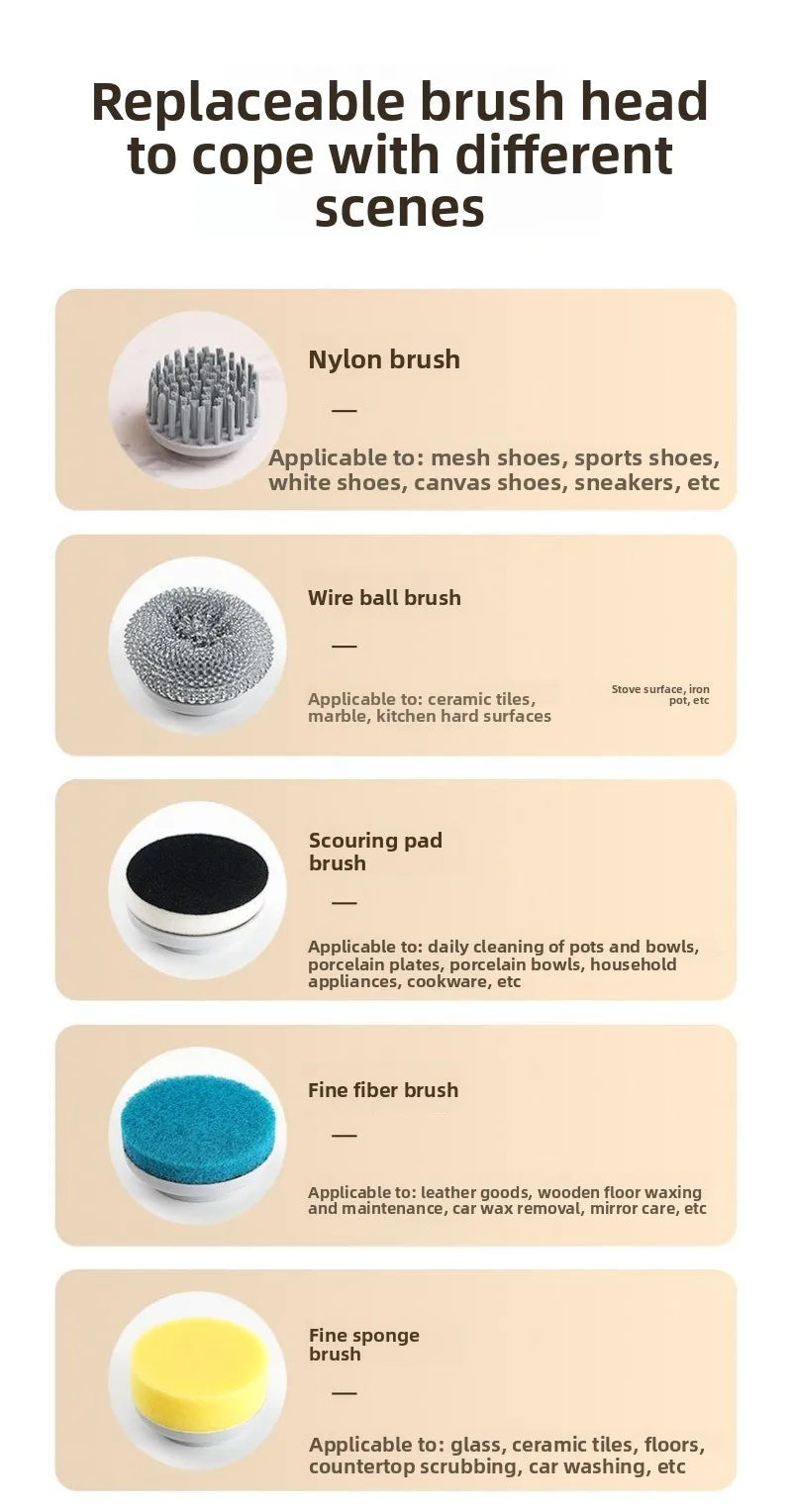 Multifunctional Electric Cleaning Brush Wireless Household Washing Pot Dishwashing Shoe Artifact Bathroom Electric CleaningBrush