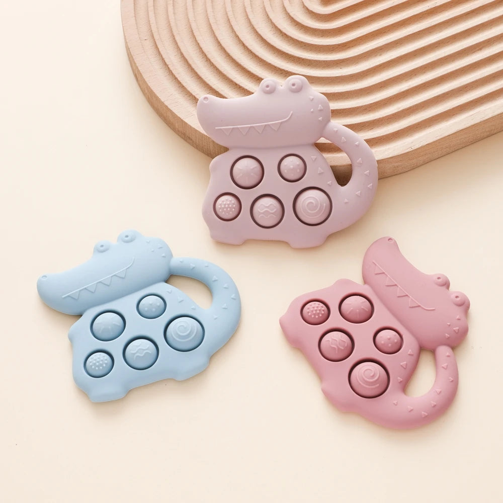 1pc Silicone Baby Toys,0-12 Baby Teether Toys,Baby Fidget Toys,Teething Sensory Toys,Silicone Hand Bell,Silicone Soothing Toys