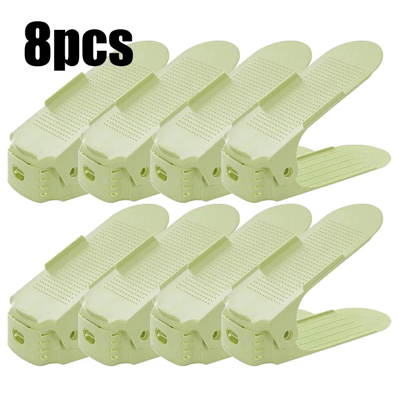8pcs Adjustable Shoe Stacker Double Shelf Space Savers Shoe Slots Organizer Shoe Slots Shoe Rack Holder for Closet Organization