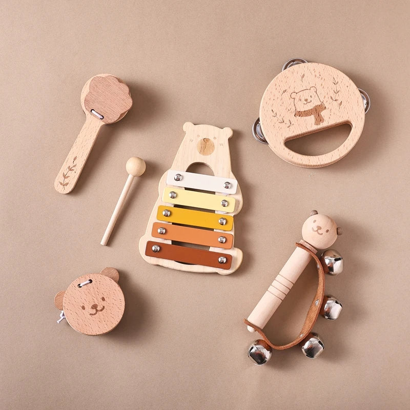 Montessori Toys Baby Music Toys Musical Instrument Wooden Educational Toys Baby 0 3 Years Toys Bear Xylophone Children toys