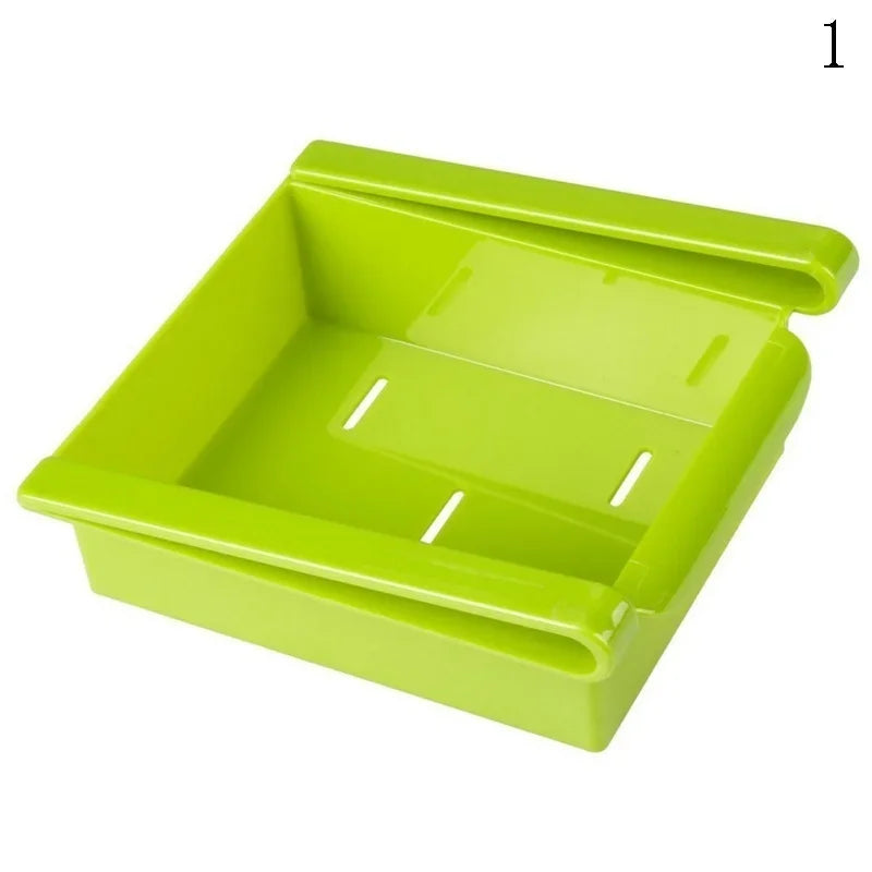 Slide Kitchen Fridge Freezer Space Saver Organizer Storage Rack Shelf Holder Kitchen Refrigerator Storage Box Food Container