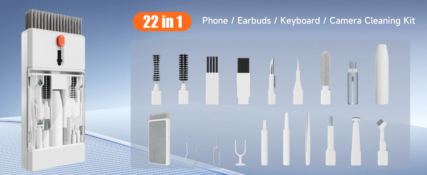 Electronics Cleaning Kit - The Ultimate Gadget for iPhone, AirPods, Android, Keyboards, Soft Brushes, Screen Wipes, Keycap Tool