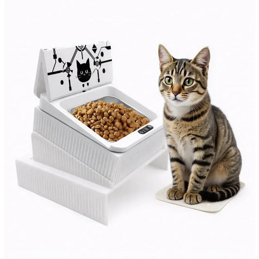 Cat Automatic Feeder Smart Infrared Auto-Opening Pet Bowl Long-lasting Energy with Sealed Lid for Home Outdoor Camping