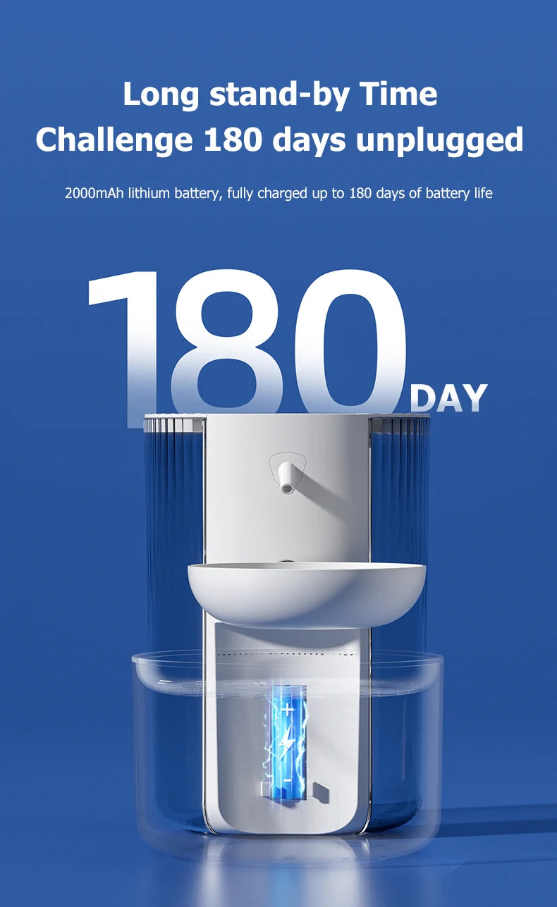 Smart Pet Water Dispenser, Wireless Cat Water Fountain, Dumping Dog Water Dispenser, Rechargeable Automatic Water Feeder