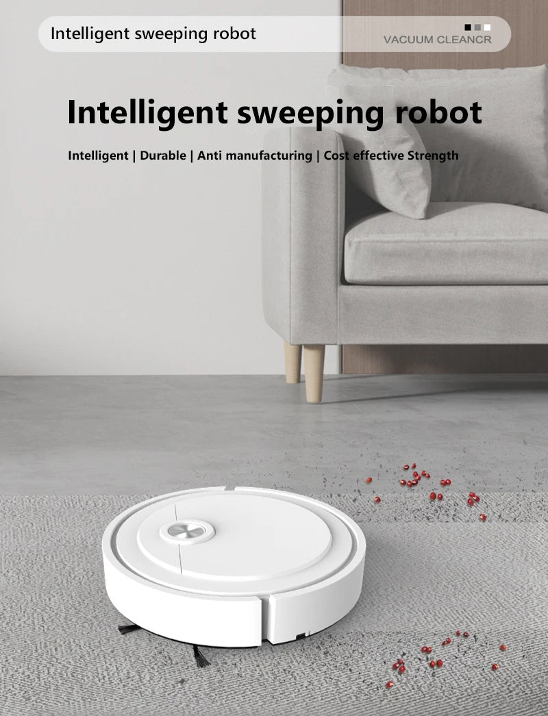 New Smart Sweeping Robot 3-in-1 Smart Cleaner Household Rechargeable Fully Automatic Vacuum Cleaner 6000Pa Suction Pet Hair