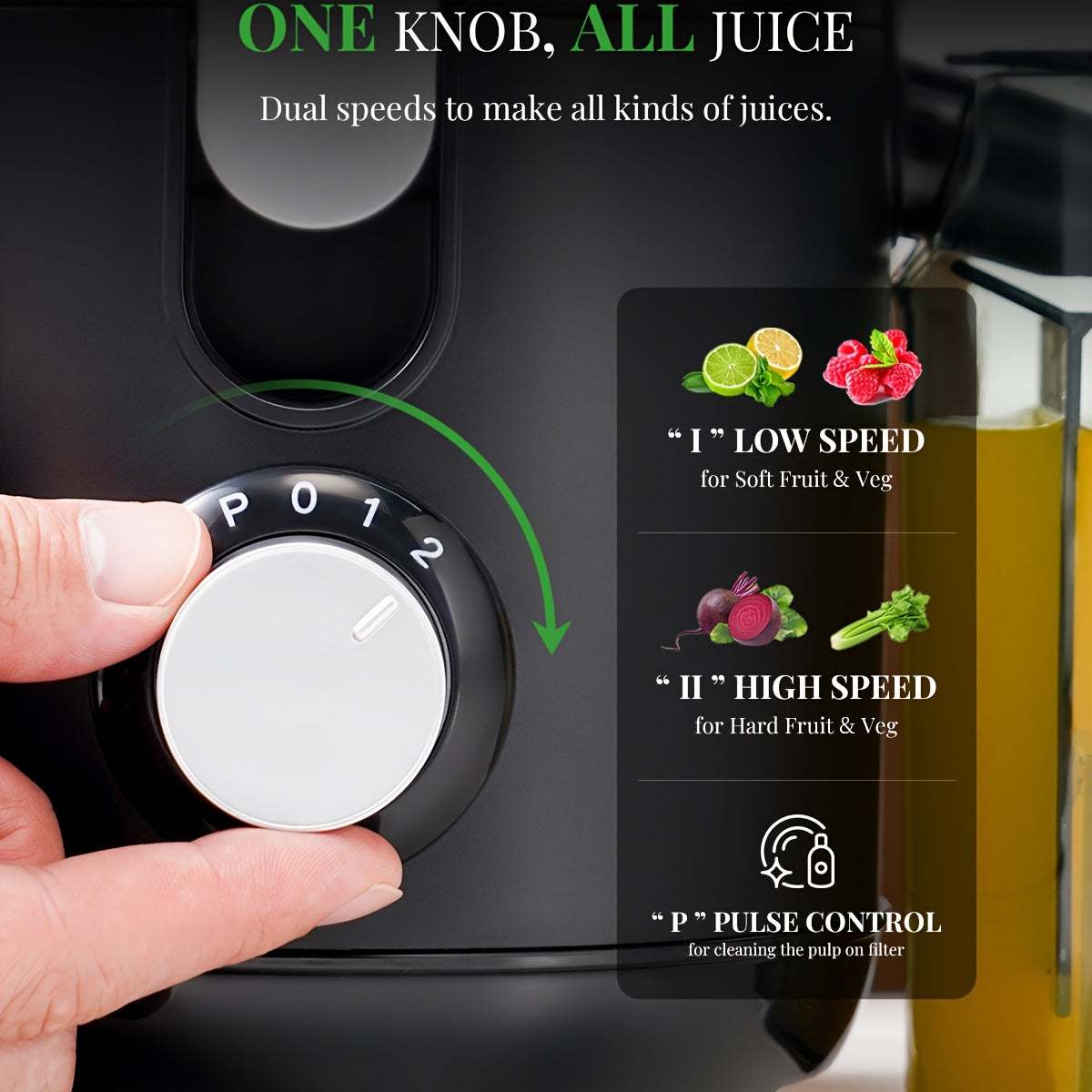 GDOR 600W High-Speed Centrifugal Juicer, 2.5" Wide Chute, 15oz Large Capacity | Easy Clean & Dishwasher Safe, BPA-Free | Compact Design for Fresh Juice, Fruits & Vegetables, Space-Saving Black & Transparent (Ideal for Healthy