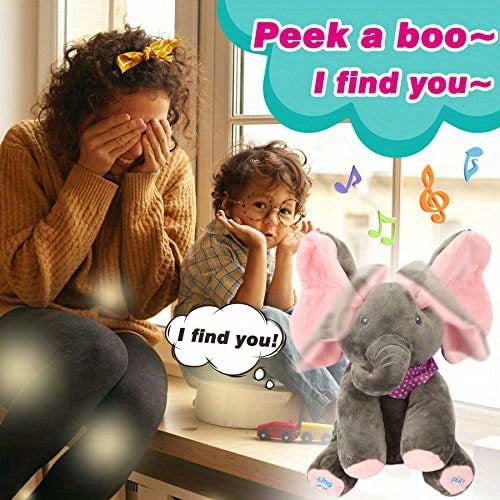 1pc, Hide-and-seek Elephant Plush Toy, Baby Girl Hide-and-seek Game Toy Singing Interactive Musical Toys, A Good Gift For Girls Over 6 Years Old Activity Ear Hide-and-seek Bear Doll