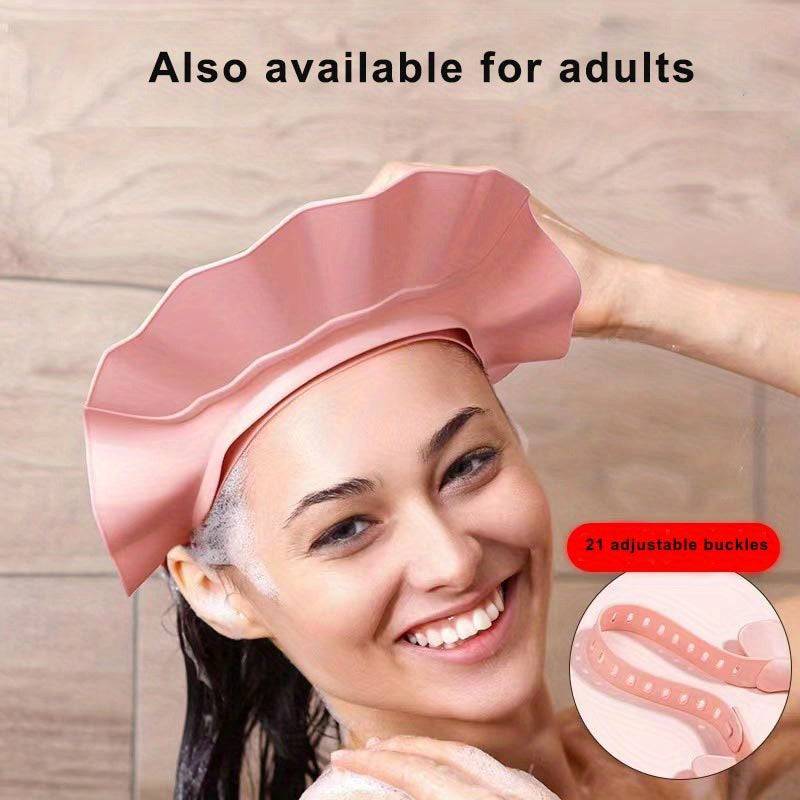 Youngsters' Adjustable Shower Cap with Eye Protection - Soft, Comfortable & Water-Resistant for Easy Hair Washing - Perfect for & Youngsters - Available in White, Pink, Blue, Shower Cap, Bathing Supplies, Bathroom Toys, TWO D