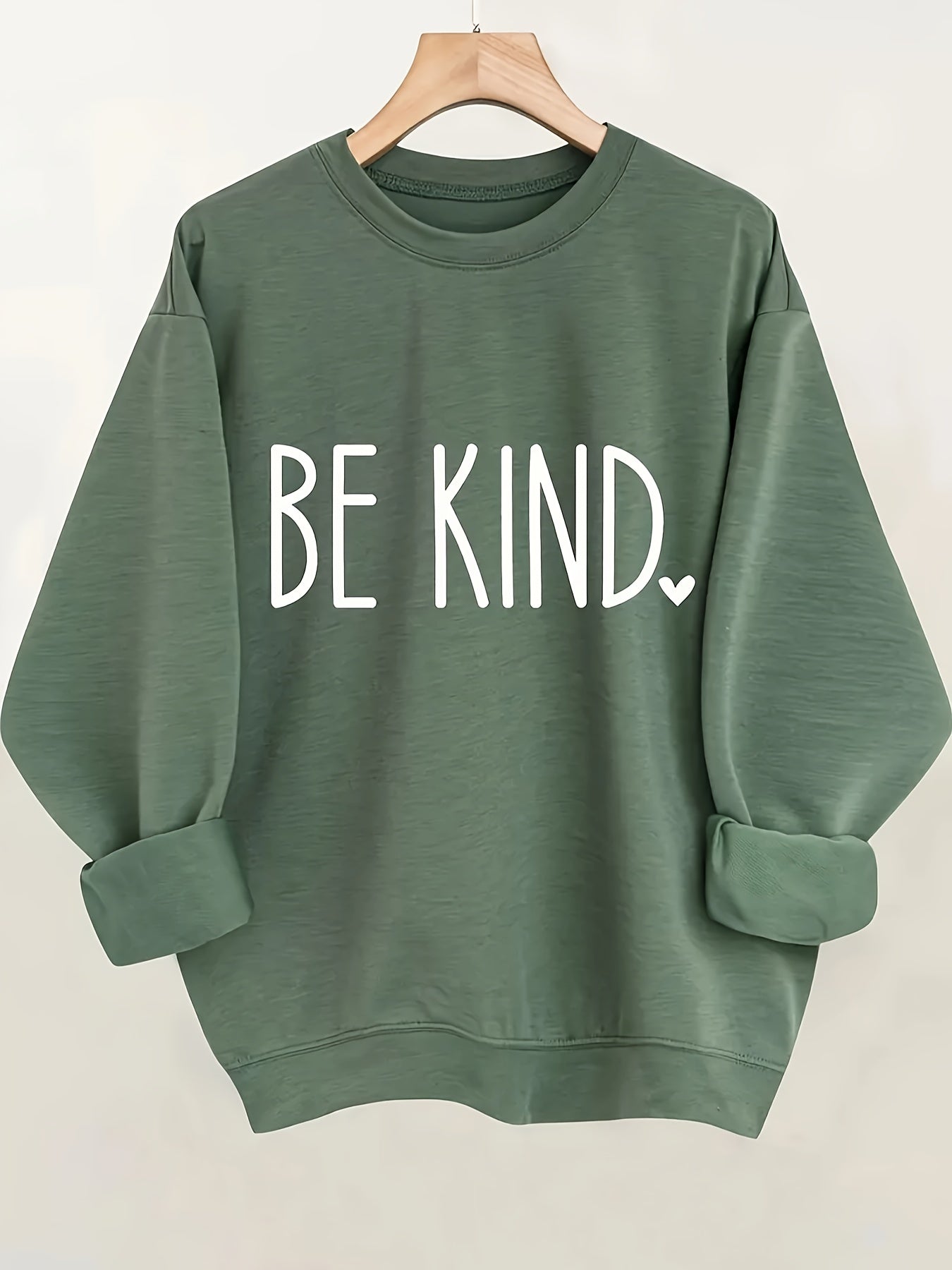 Kindness Matters Print Crew Neck Sweatshirt - Women's Casual Fashion Sweatshirts for Spring and Fall - Soft Long Sleeve Comfortable Wear for Everyday Lifestyle