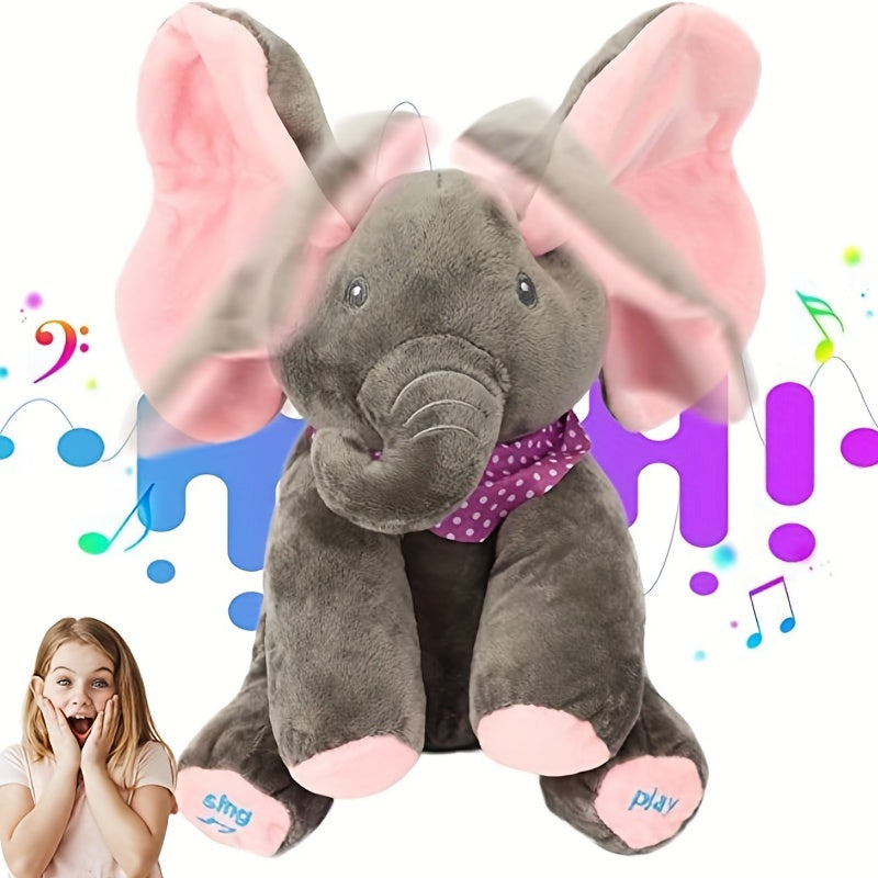 1pc, Hide-and-seek Elephant Plush Toy, Baby Girl Hide-and-seek Game Toy Singing Interactive Musical Toys, A Good Gift For Girls Over 6 Years Old Activity Ear Hide-and-seek Bear Doll