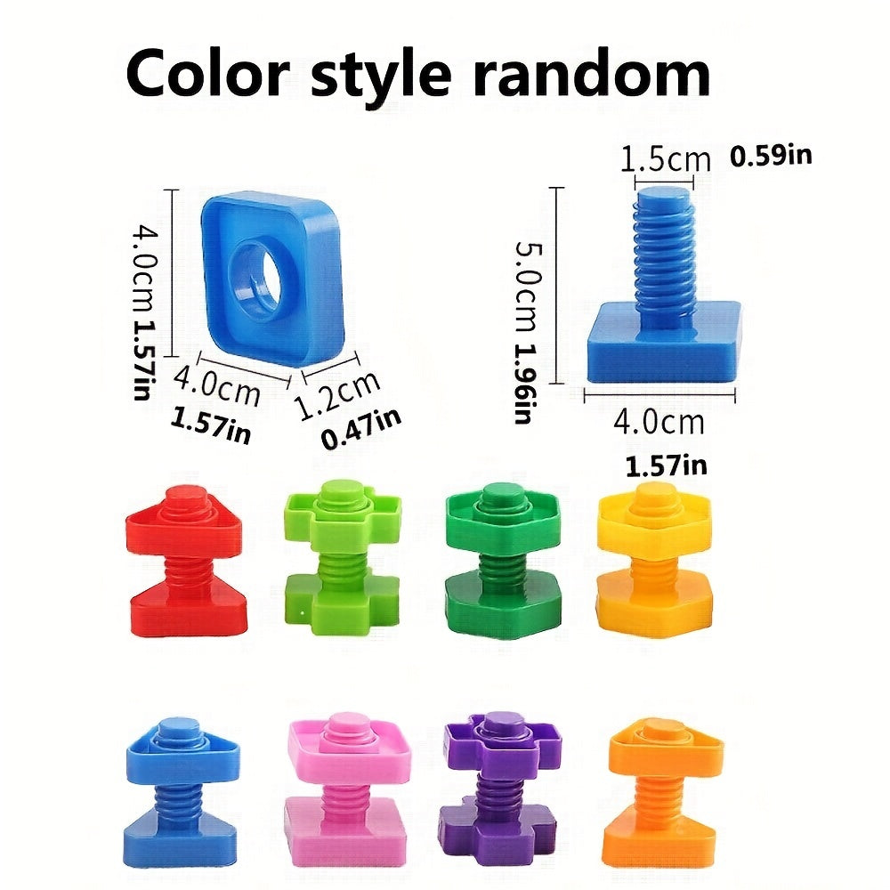 20pcs/10sets Screw Building Blocks, Plastic Insert Building Blocks, Nut Shape Youngsters's Toys, Educational Toys